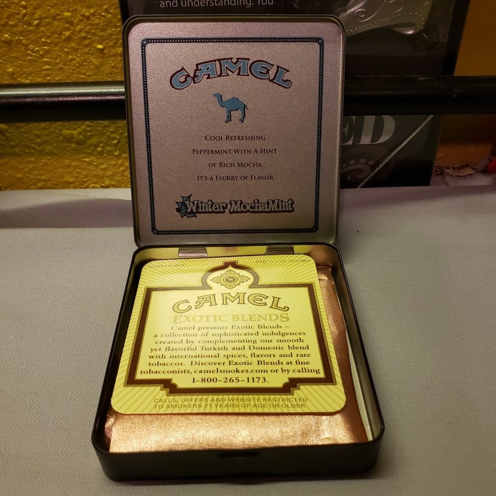 Vtg R.J.Reynolds Tobacco Tin 20 Class A Cigarettes Camel Winter Mocha Mint - Picture 4 of 4